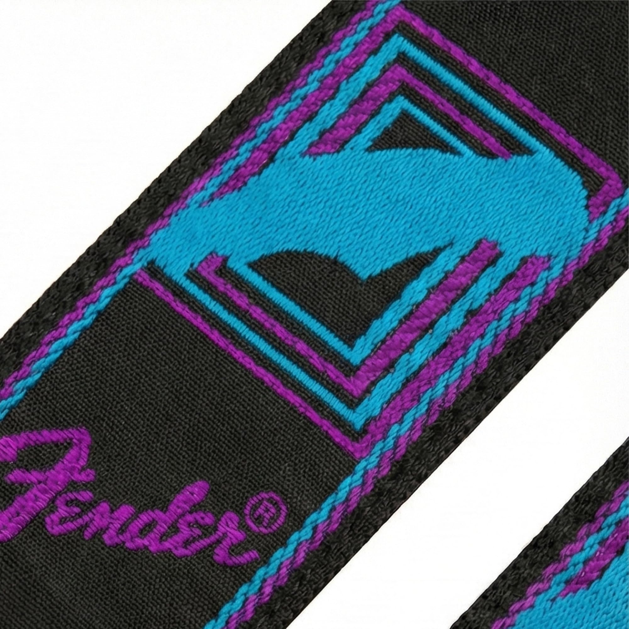 Fender Neon Monogrammed 2-Inch Guitar Strap - Blue and Purple w/ Strap Blocks