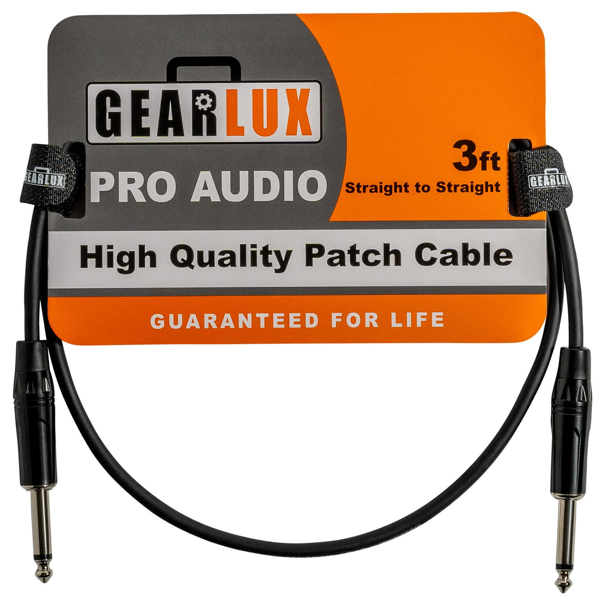 Gearlux 36-Inch Guitar Patch Cable, 1/4 Inch, Straight-Straight, Black - 1 Pack