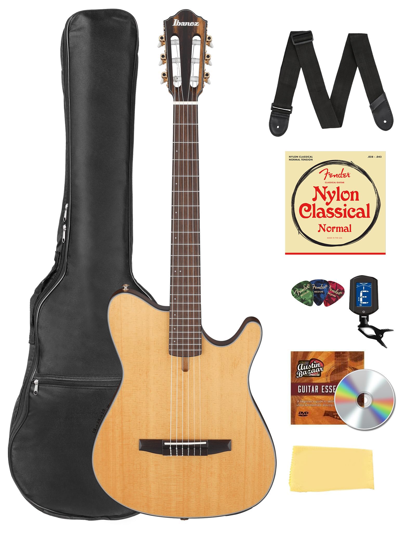 Ibanez FRH10N FRH Thinline Nylon String Acoustic-Electric Guitar - Natural Flat w/ Gig Bag