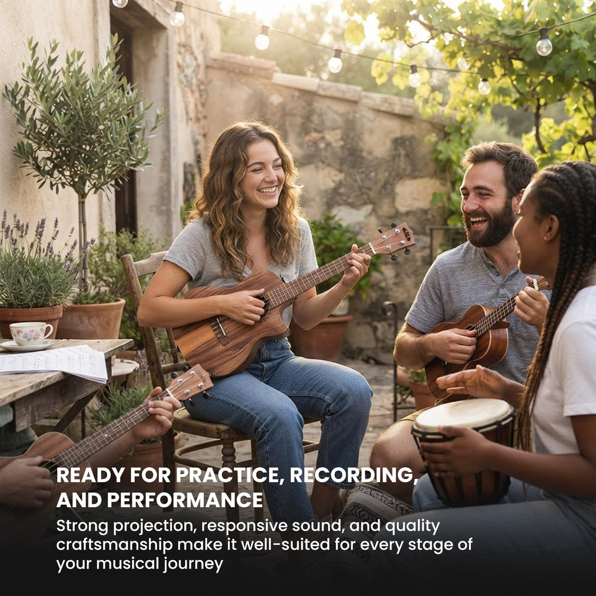 Kala KA-TK-C-CE Teak Tri-Top Concert Acoustic-Electric Ukulele