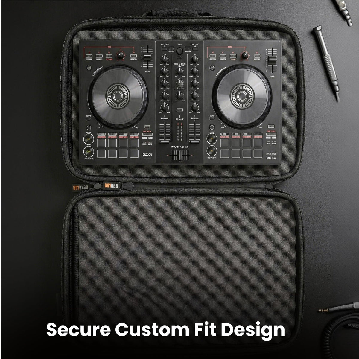 Gearlux DJ Controller Case for Pioneer DDJ-FLX2, Hercules DJ Control Mix, Starlight, and 200MK2 - Black