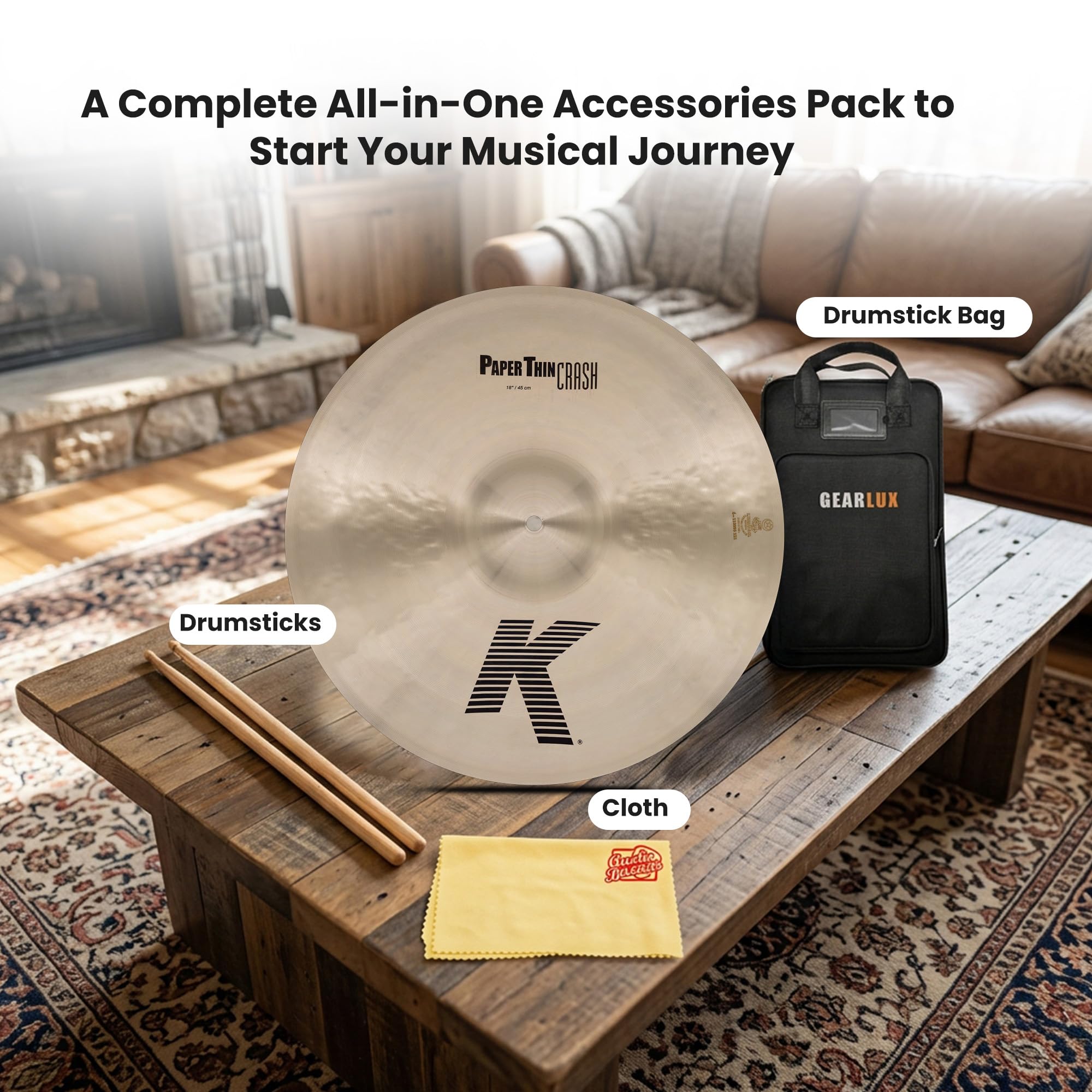 Zildjian K2818 18" K Paper Thin Crash Cymbal w/ Drumstick Bag