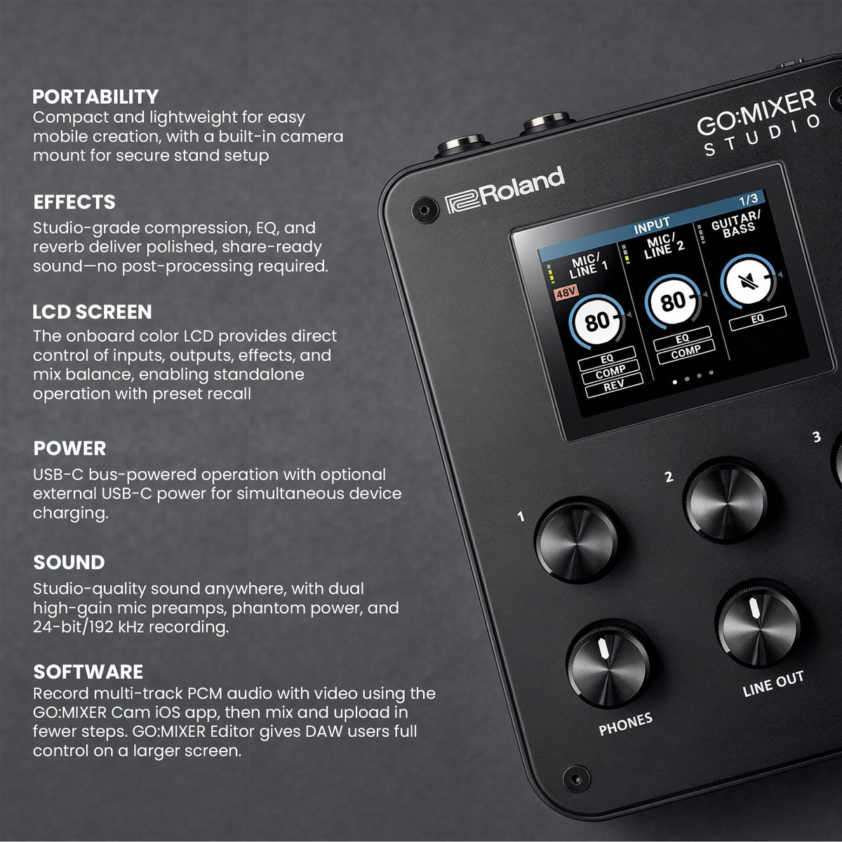 Roland GO:MIXER STUDIO Audio Mixer Interface