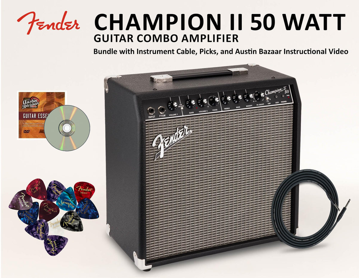 Fender Champion II 50-Watt Guitar Combo Amplifier w/ Instrument Cable