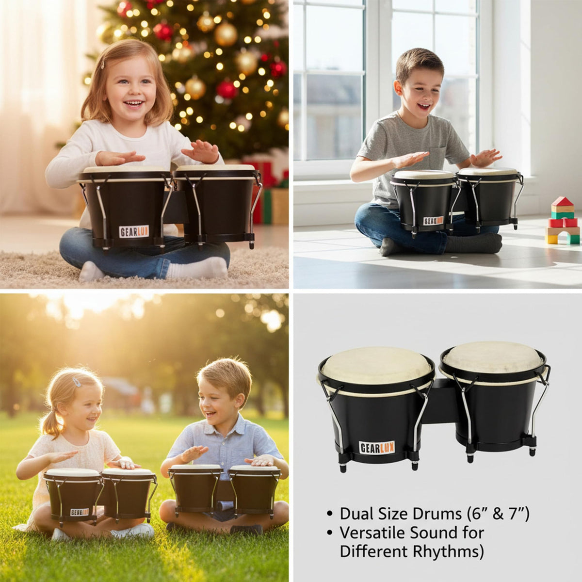 Gearlux Tunable Bongos - Black