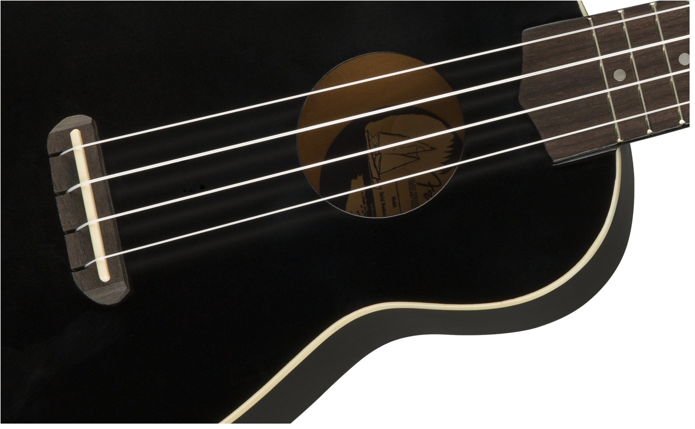 Fender Venice Soprano Ukulele - Black w/ Hard Case