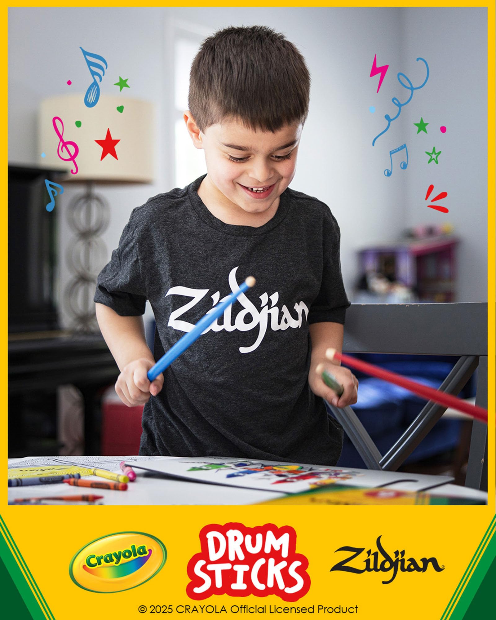Zildjian ZKIDS Crayola Kids Drumsticks - 4 Pack w/ Practice Pad
