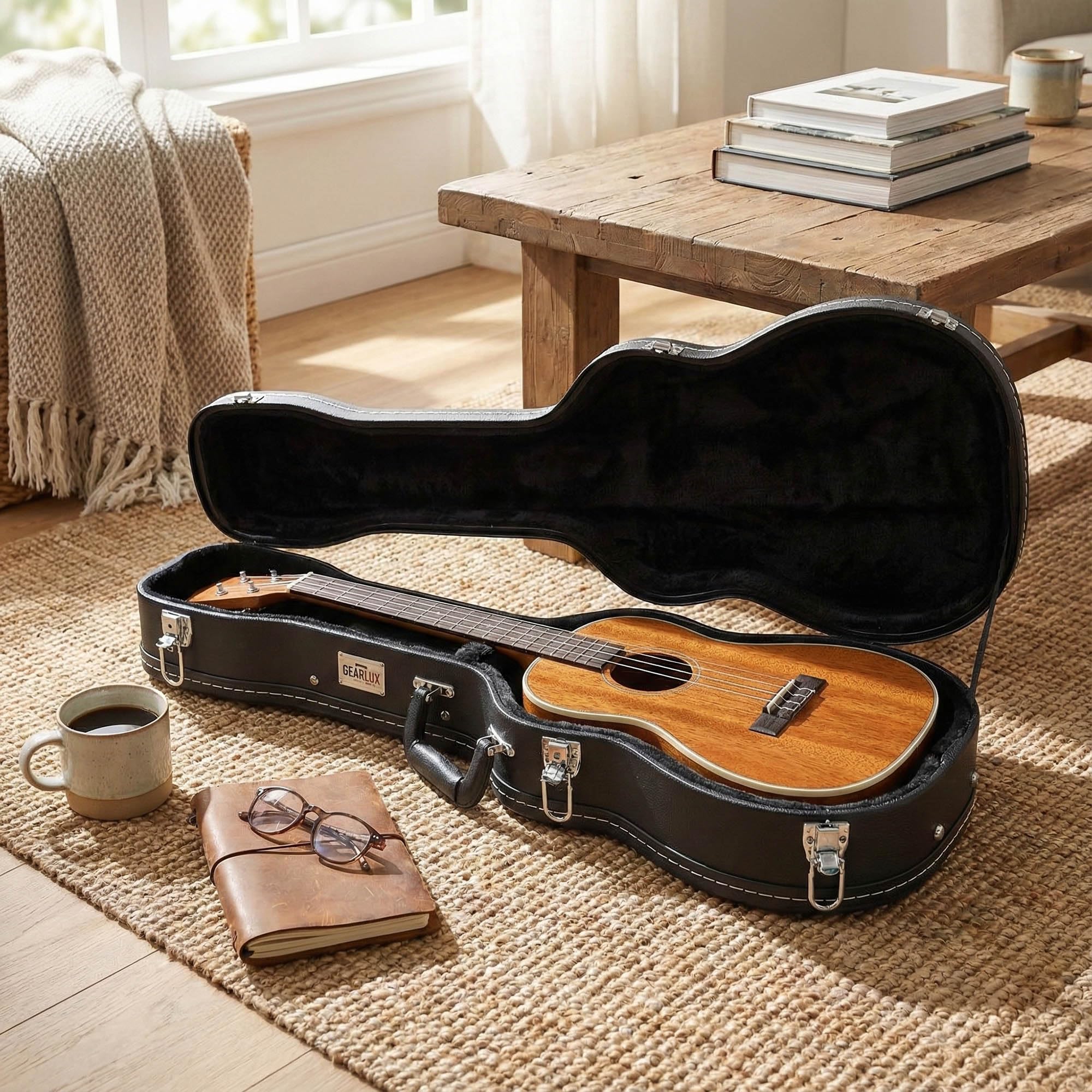 Gearlux UC100-B Baritone Ukulele Wooden Case
