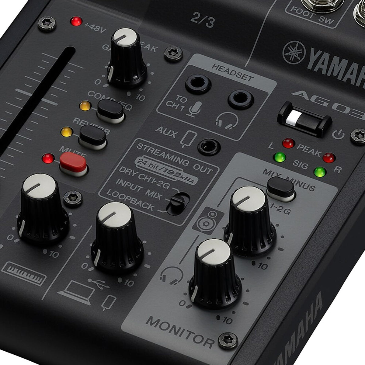 Yamaha AG03MK2 AG03MK2 3-Channel Loopback Audio USB Mixer - Black