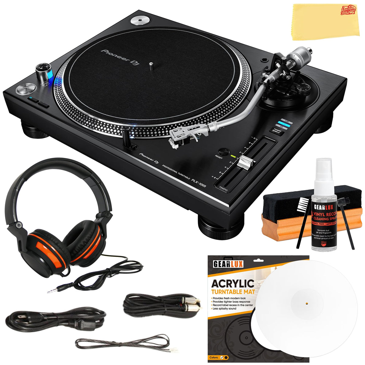 Pioneer DJ PLX-1000 Professional Direct Drive Turntable - Black w/ Headphones