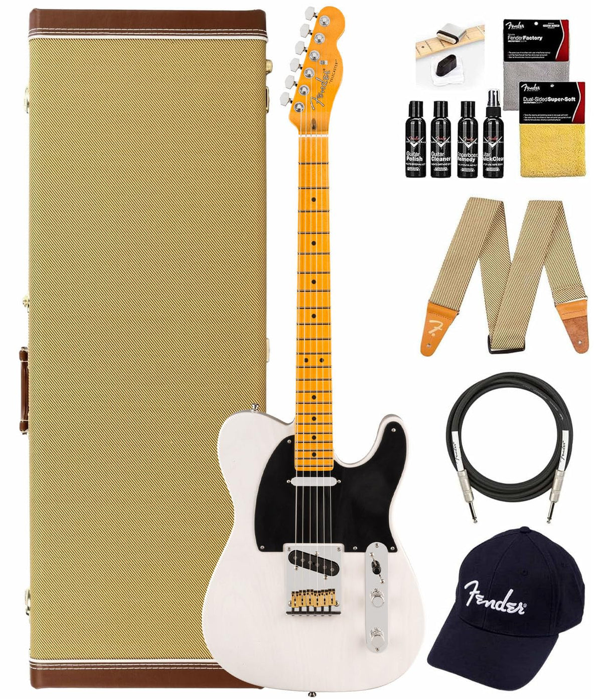 Fender American Ultra Luxe Vintage '50s Telecaster - White Blonde w/ Instrument Cable