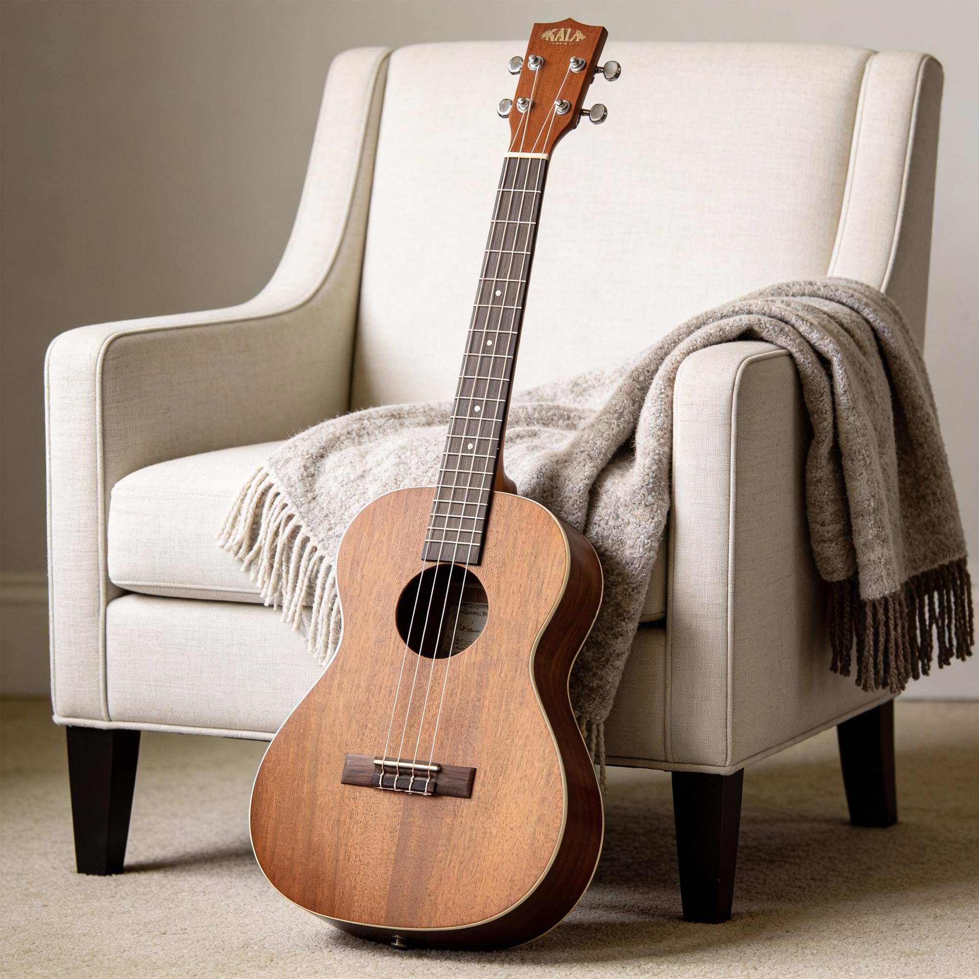 Kala KA-BE Satin Mahogany Baritone Acoustic-Electric Ukulele w/ Hard Case