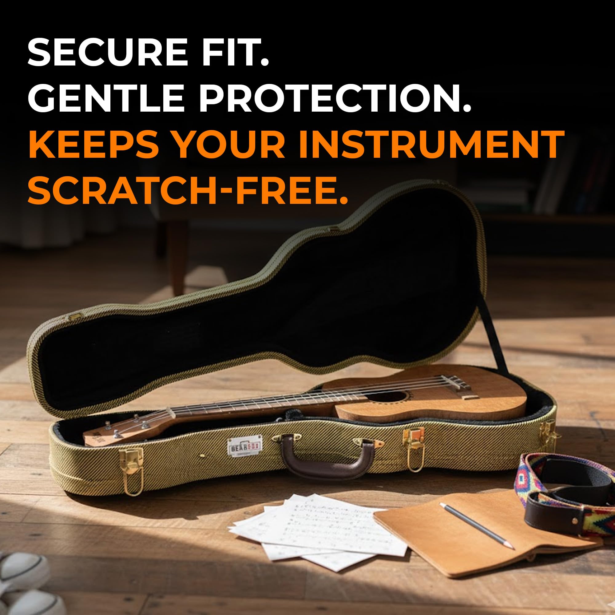 Gearlux Wooden Tenor Ukulele Case - Tweed