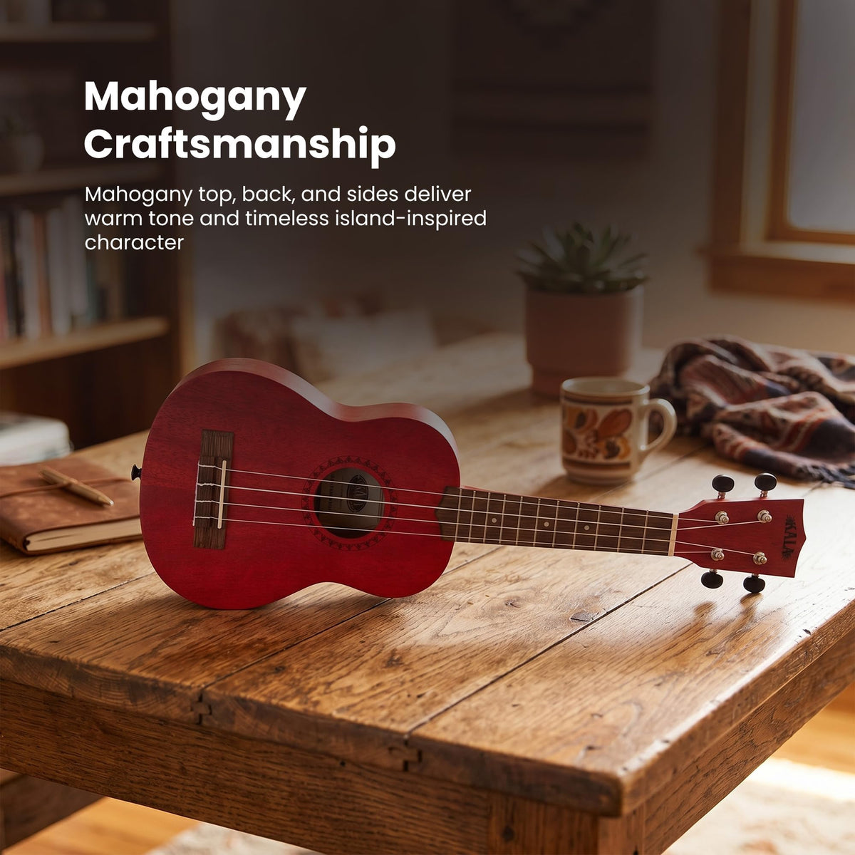 Kala MRT-RED-S Modern Meranti Soprano Ukulele - Adobe Red