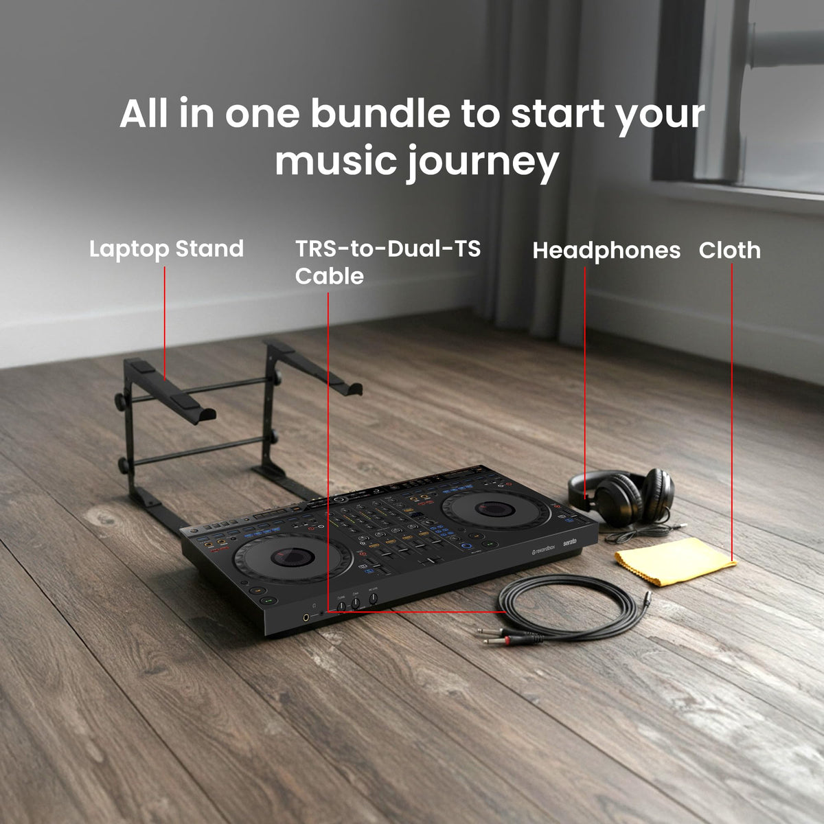 Pioneer DJ AlphaTheta DDJ-GRV6 4-Channel Performance DJ Controller w/ Laptop Stand