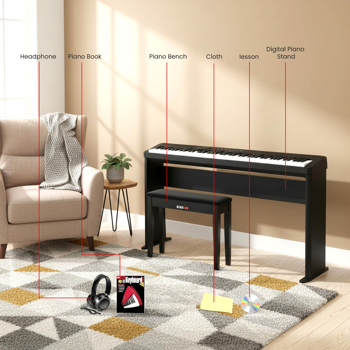 Casio PX-S5000 Privia Slim Digital Piano - Black w/ CS-68 Stand