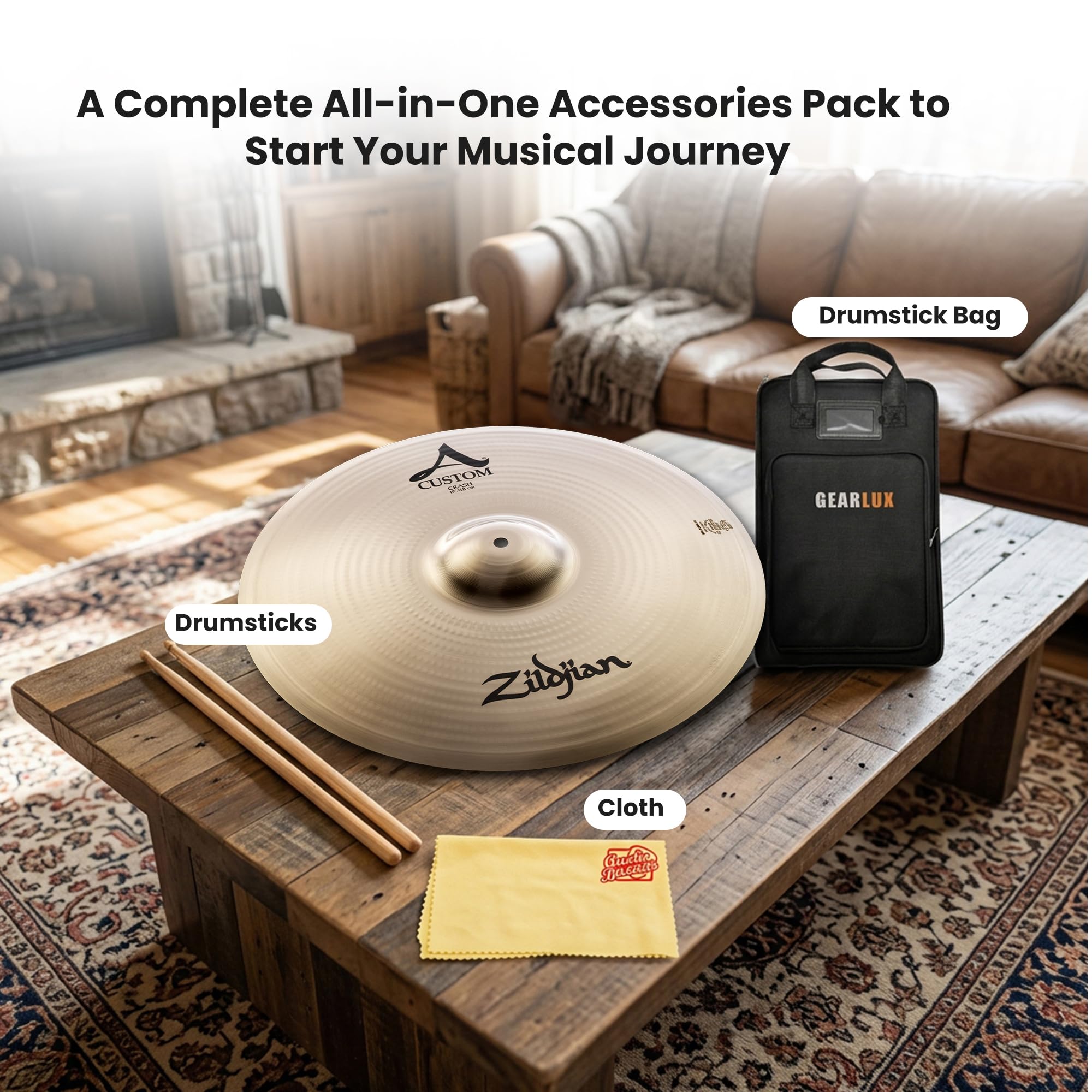 Zildjian A20517 19" A Custom Crash Cymbal w/ Drumstick Bag