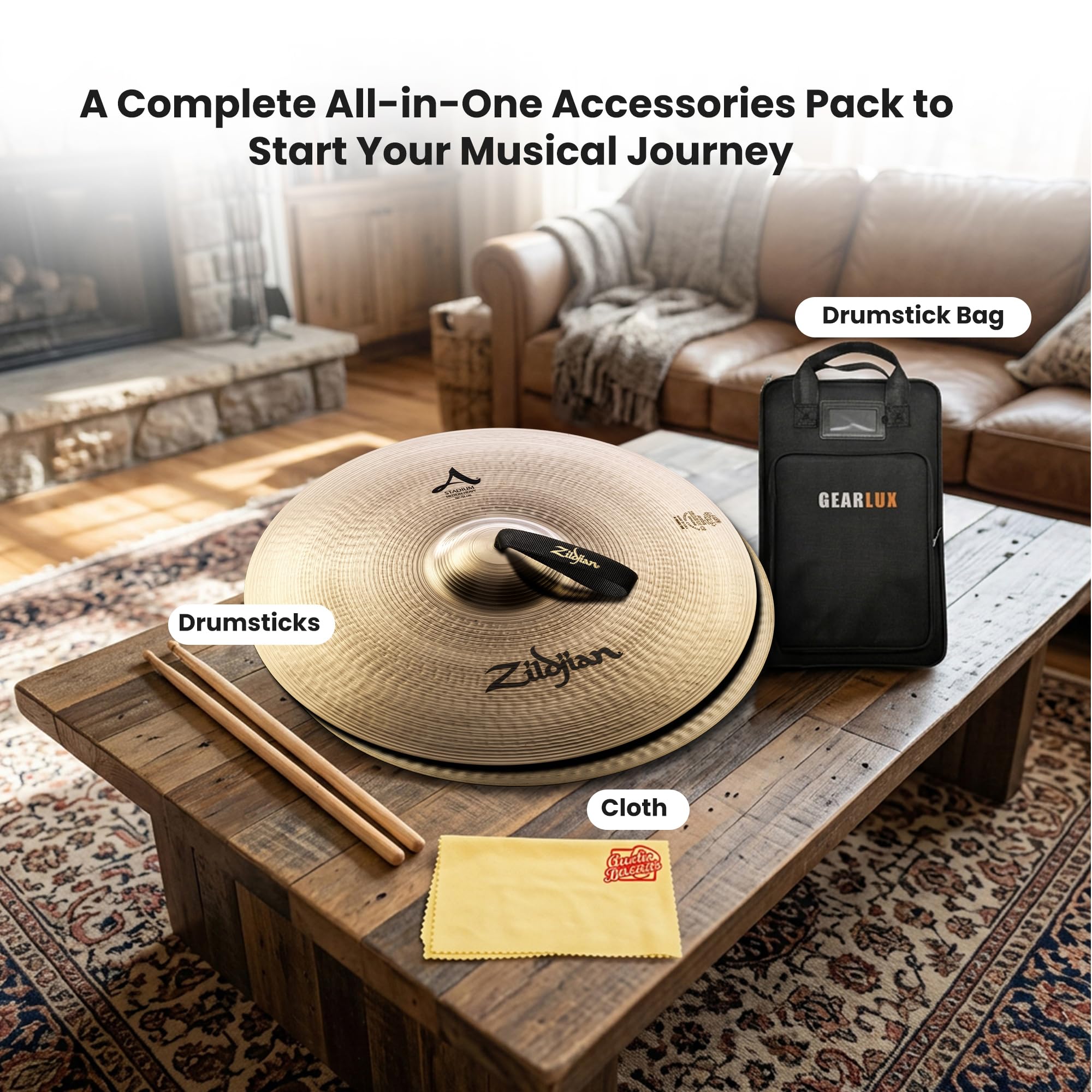 Zildjian A0497 20" A Stadium Medium Heavy Cymbals - Pair w/ Drumstick Bag