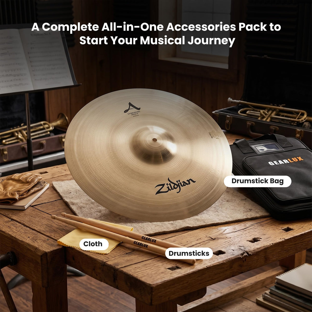 Zildjian A0429 20" A Symphonic French Tone Hand Cymbals - Pair w/ Drumstick Bag