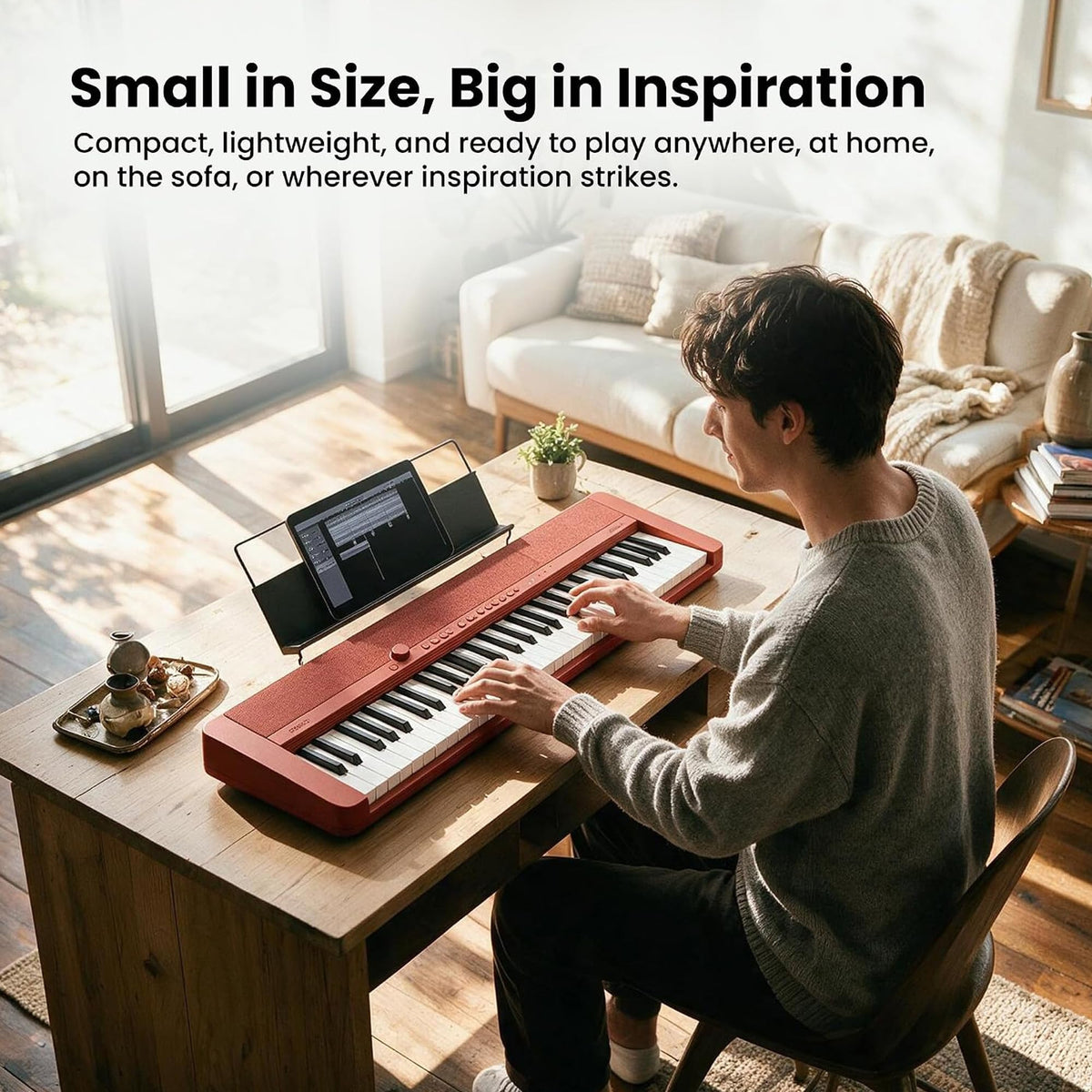 Casio CT-S1 Casiotone 61-Key Keyboard - Red w/ Adjustable Stand