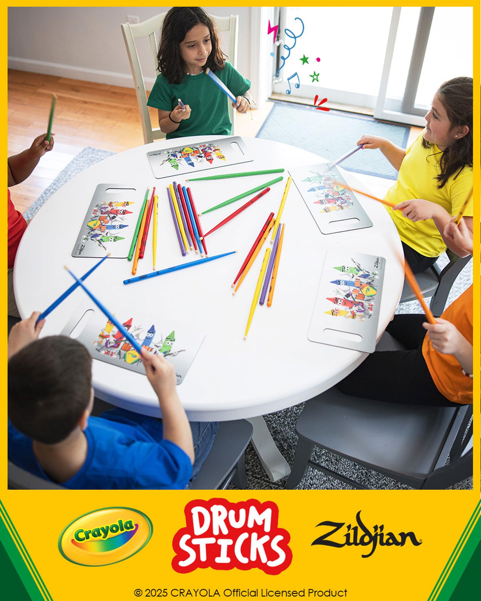 Zildjian ZKIDS Crayola Kids Drumsticks - 4 Pack w/ Practice Pad