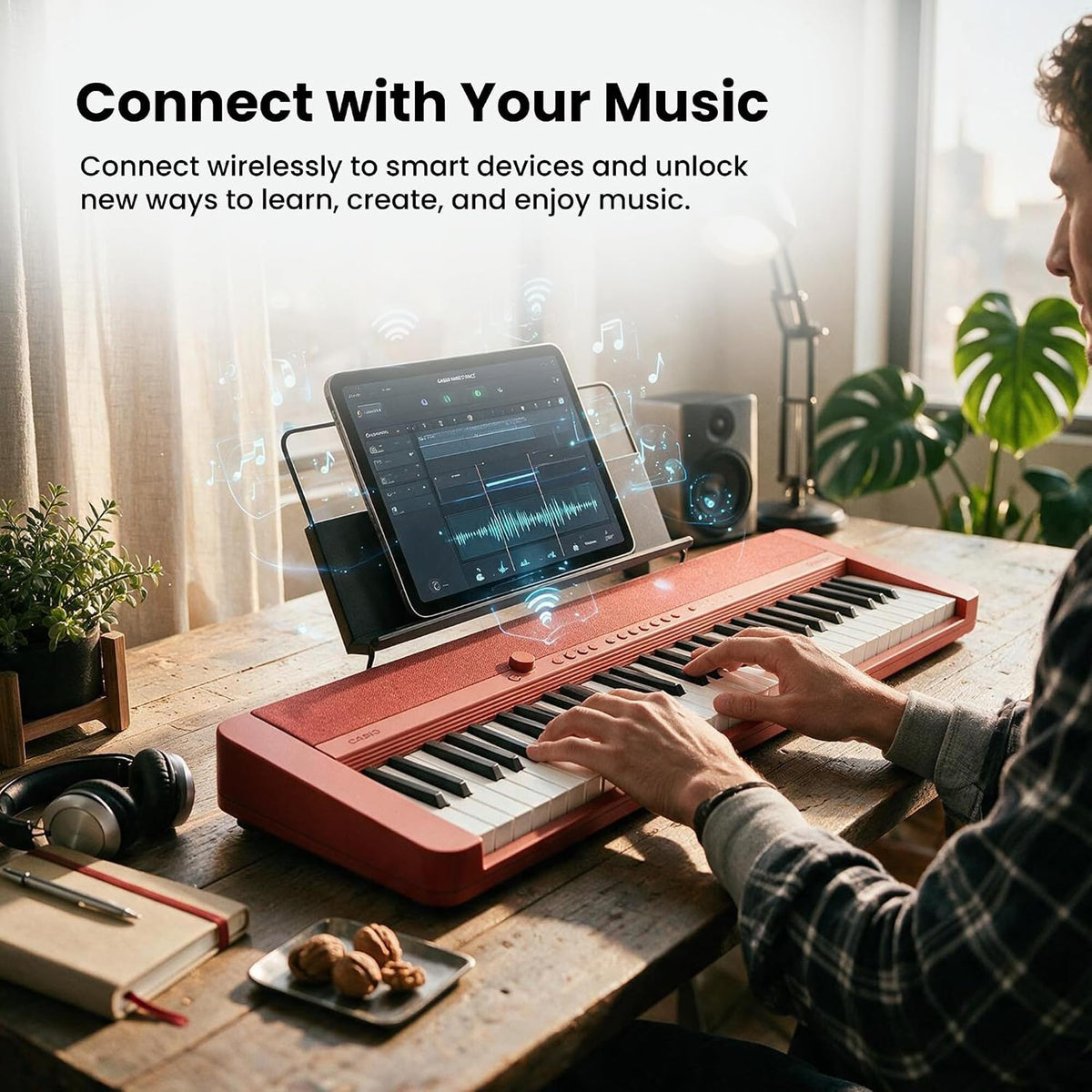 Casio CT-S1 Casiotone 61-Key Keyboard - Red w/ Adjustable Stand