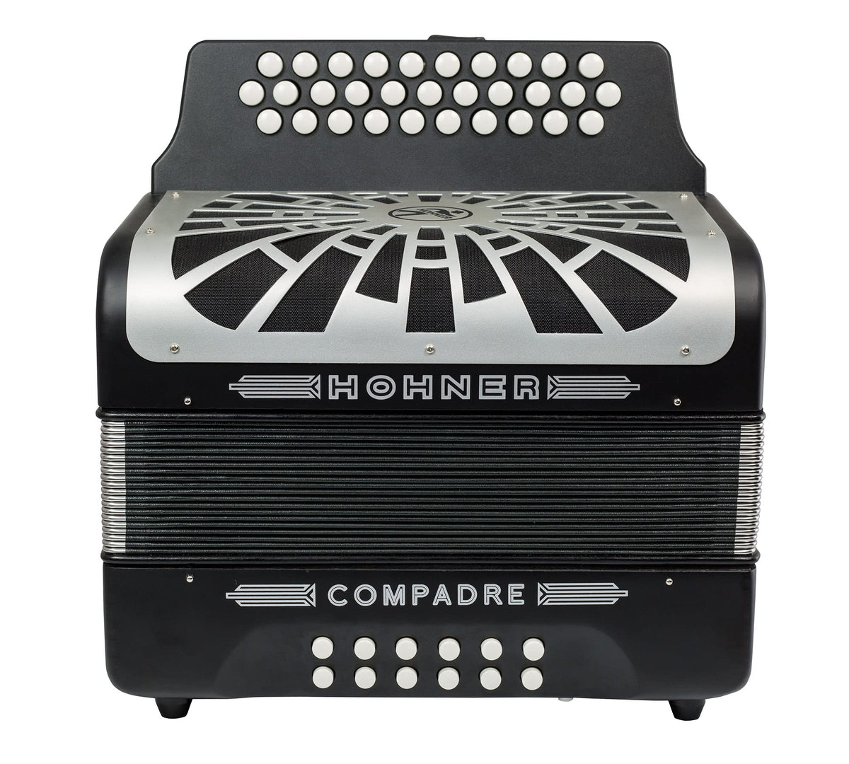 Hohner Compadre GCF 3-Row Diatonic Accordion - Black w/ Hard Case