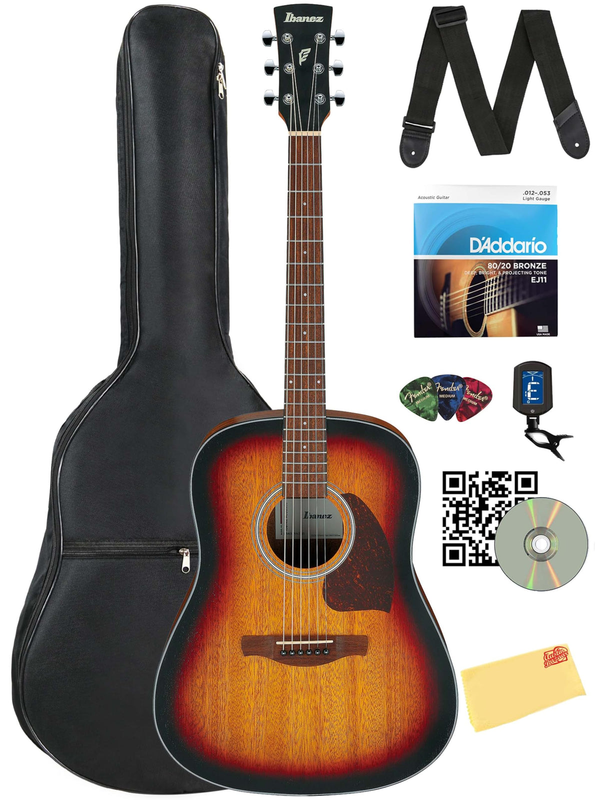 Ibanez PF54 PF Performance Dreadnought Acoustic Guitar - Open Pore Vintage Sunburst w/ Gig Bag