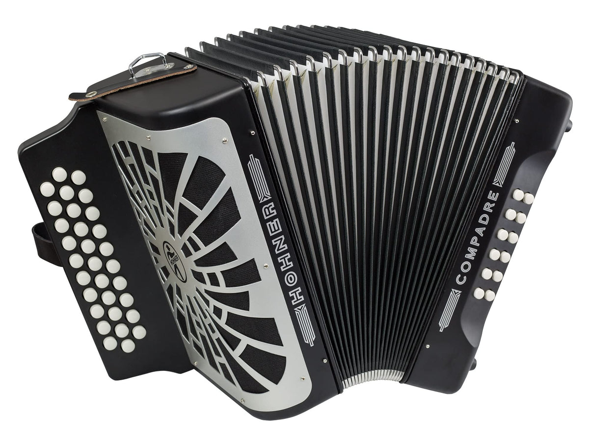 Hohner Compadre FBbEb 3-Row Diatonic Accordion - Black w/ Hard Case