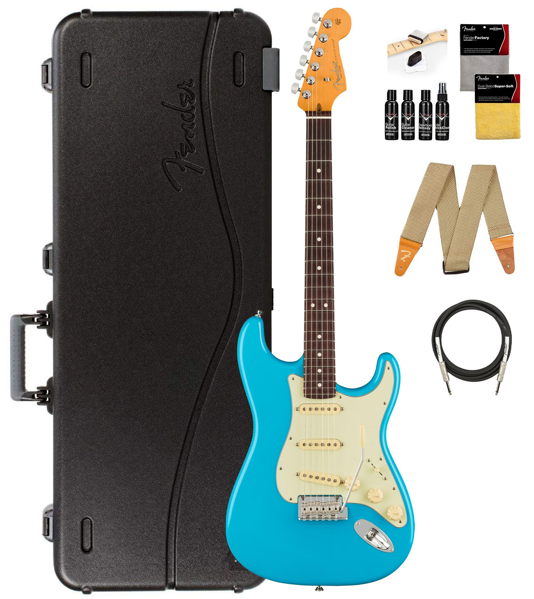 Fender American Professional II Stratocaster - Miami Blue w/ Guitar Cleaning Kit