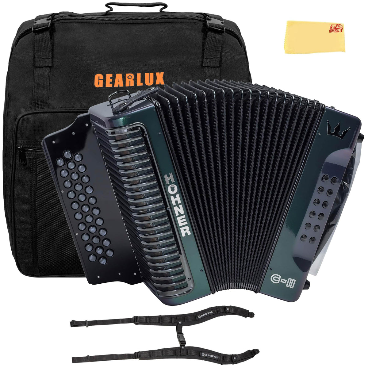 Hohner Corona C-II G/C/F Accordion - Green to Gold w/ Gig Bag