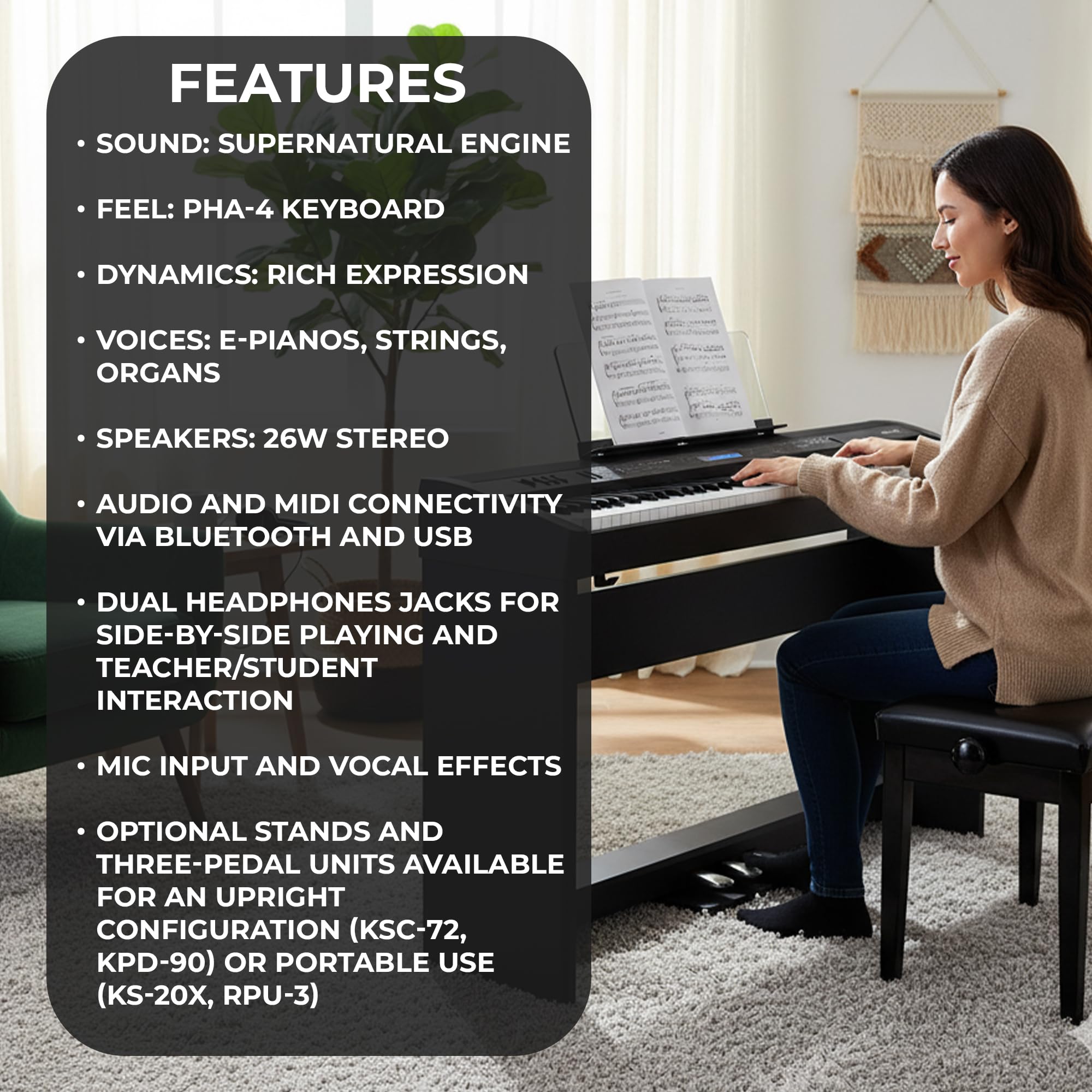 Roland FP-60X Digital Piano - Black w/ Roland KSC-72 Stand