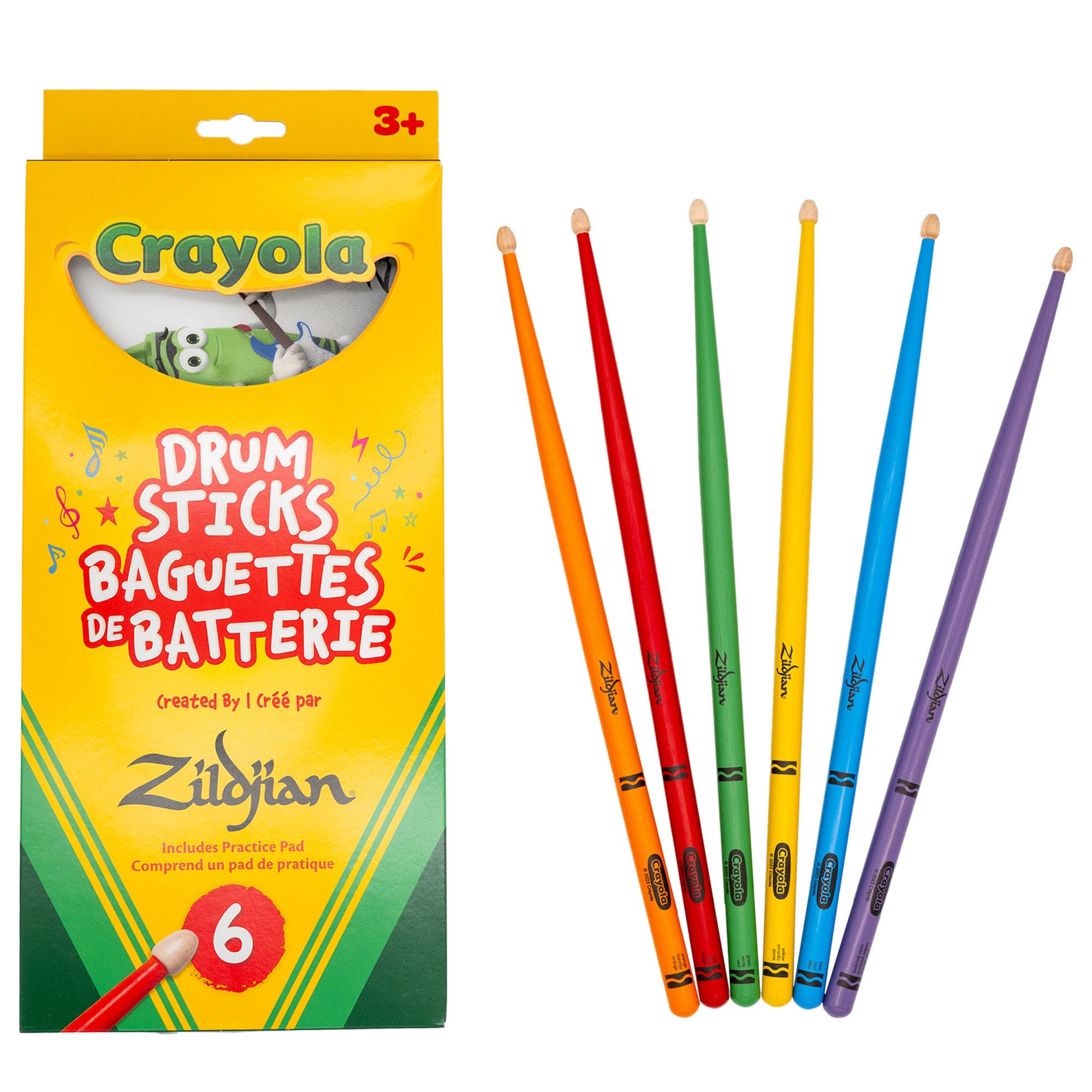 Zildjian ZKIDS Crayola Kids Drumsticks - 4 Pack w/ Practice Pad