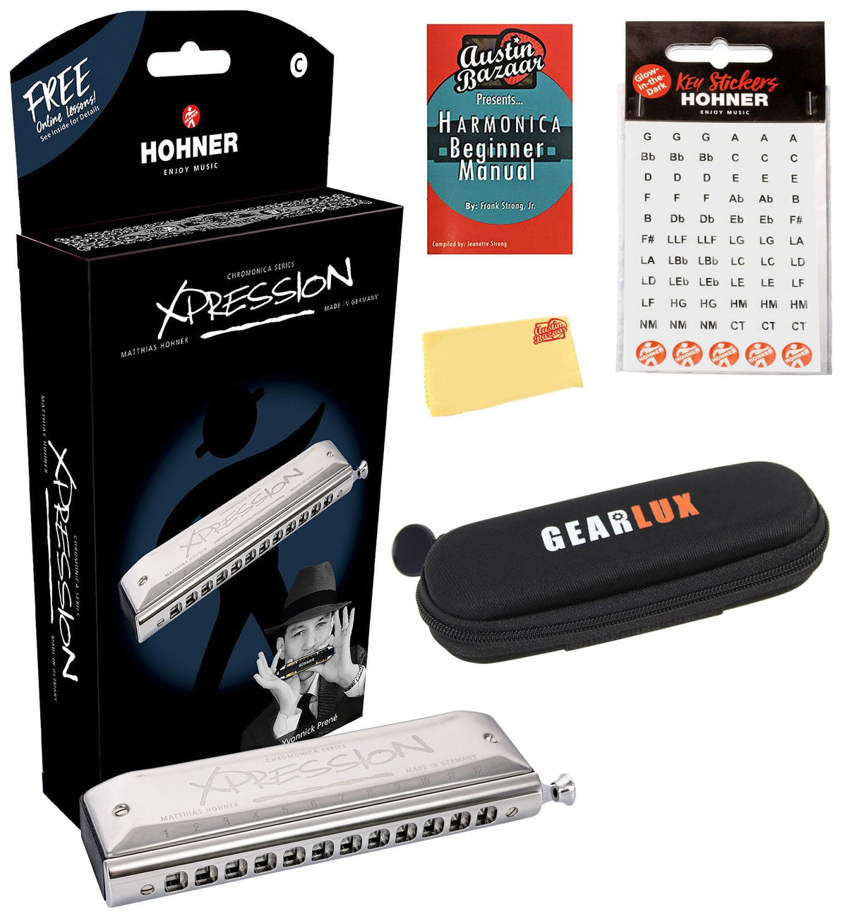 Hohner Xpression Chromatic Harmonica - Key of C w/ Key Stickers