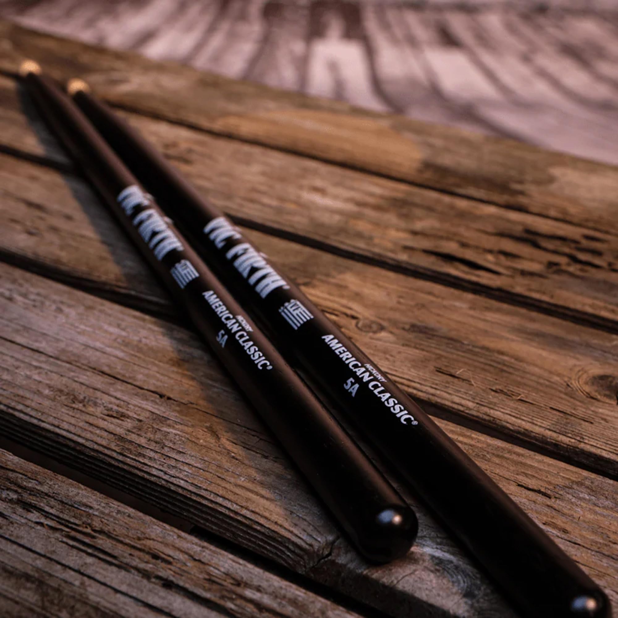 Vic Firth American Classic 5A Black Drumsticks - 4 Pairs with Austin Bazaar Polishing Cloth