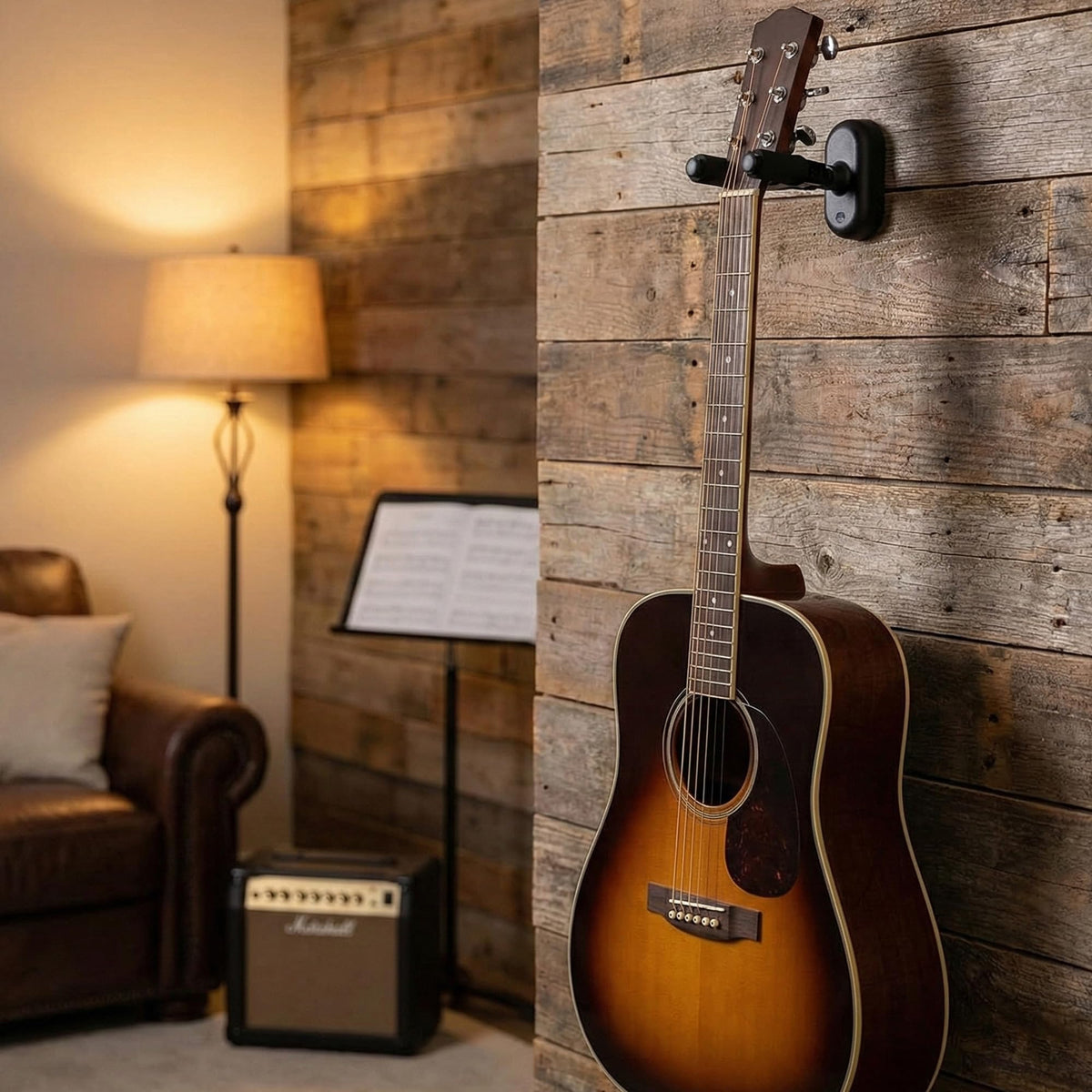 Gearlux Universal Self-Locking Guitar Wall Hanger with Auto-Swivel - 4 Pack