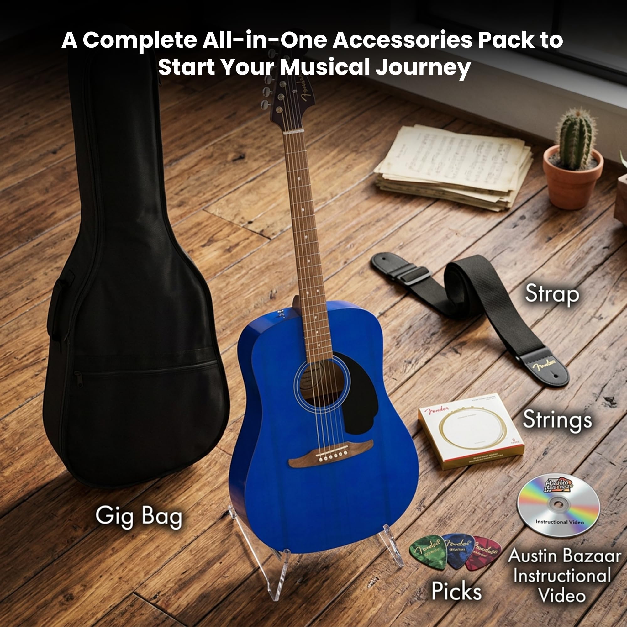 Fender California Redondo Acoustic Guitar - Saphire Blue w/ Gig Bag