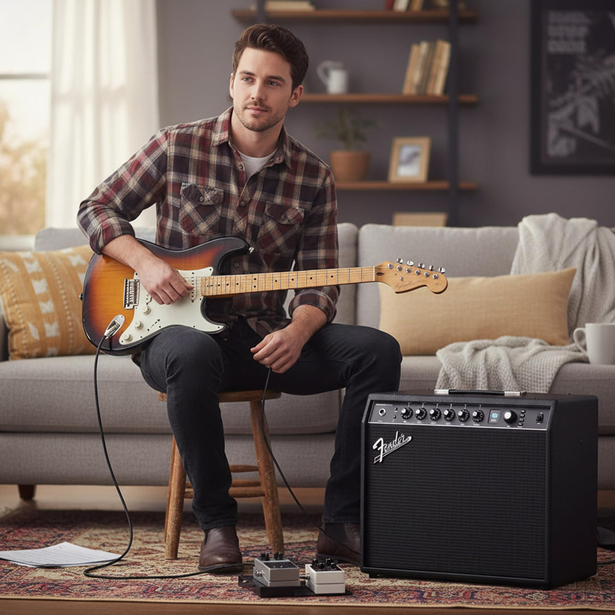 Fender Mustang LTX100 Guitar Combo Amplifier - Black w/ Instrument Cable
