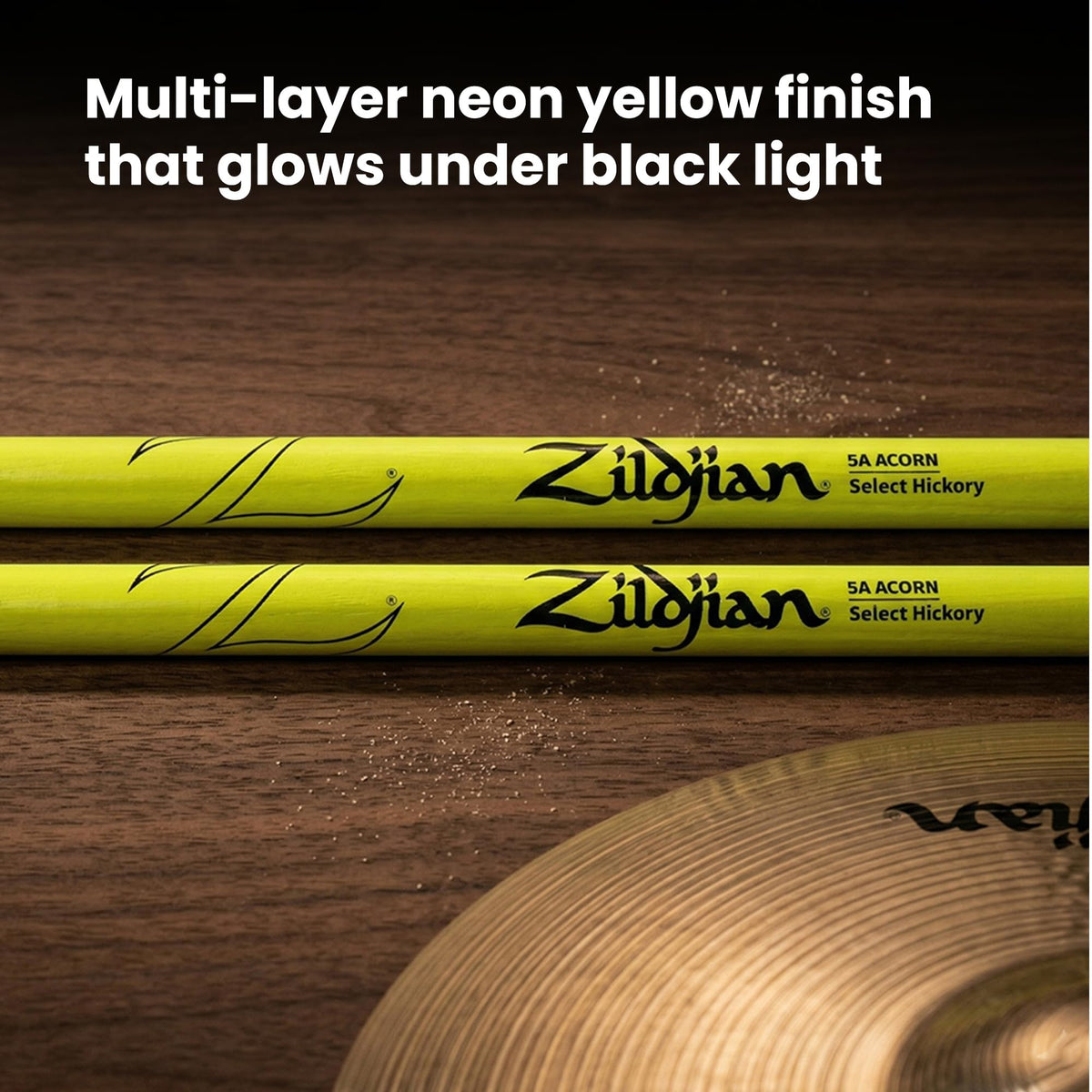 Zildjian 5A Acorn Neon Yellow Drumsticks - 6 Pack
