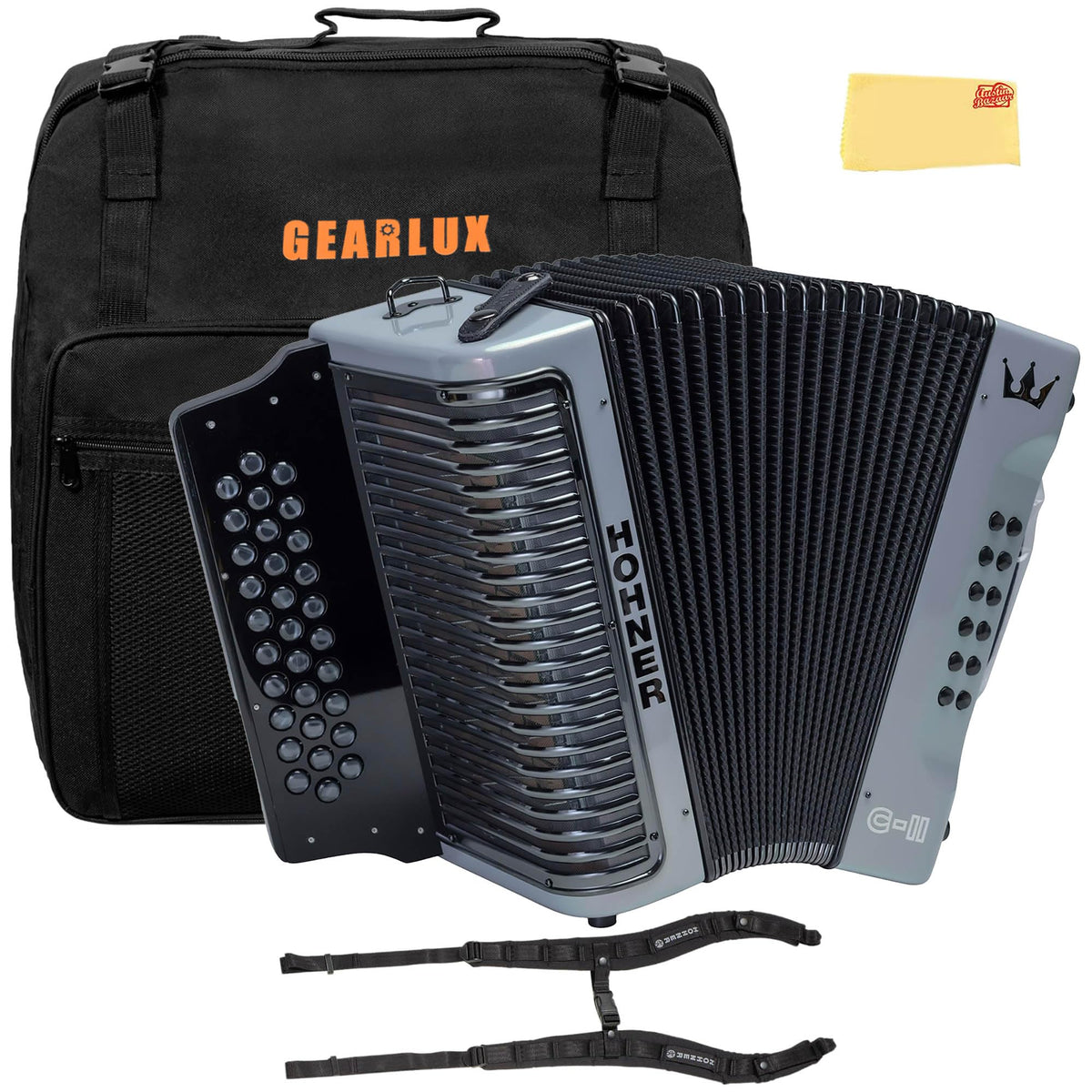 Hohner Corona C-II G/C/F Accordion - Silver Rainbow w/ Gig Bag