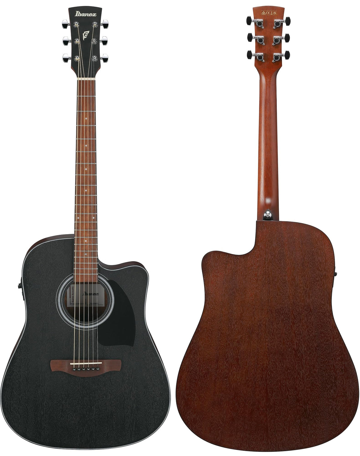 Ibanez PF54CE PF Performance Dreadnought Acoustic-Electric Guitar - Weathered Black w/ Hard Case