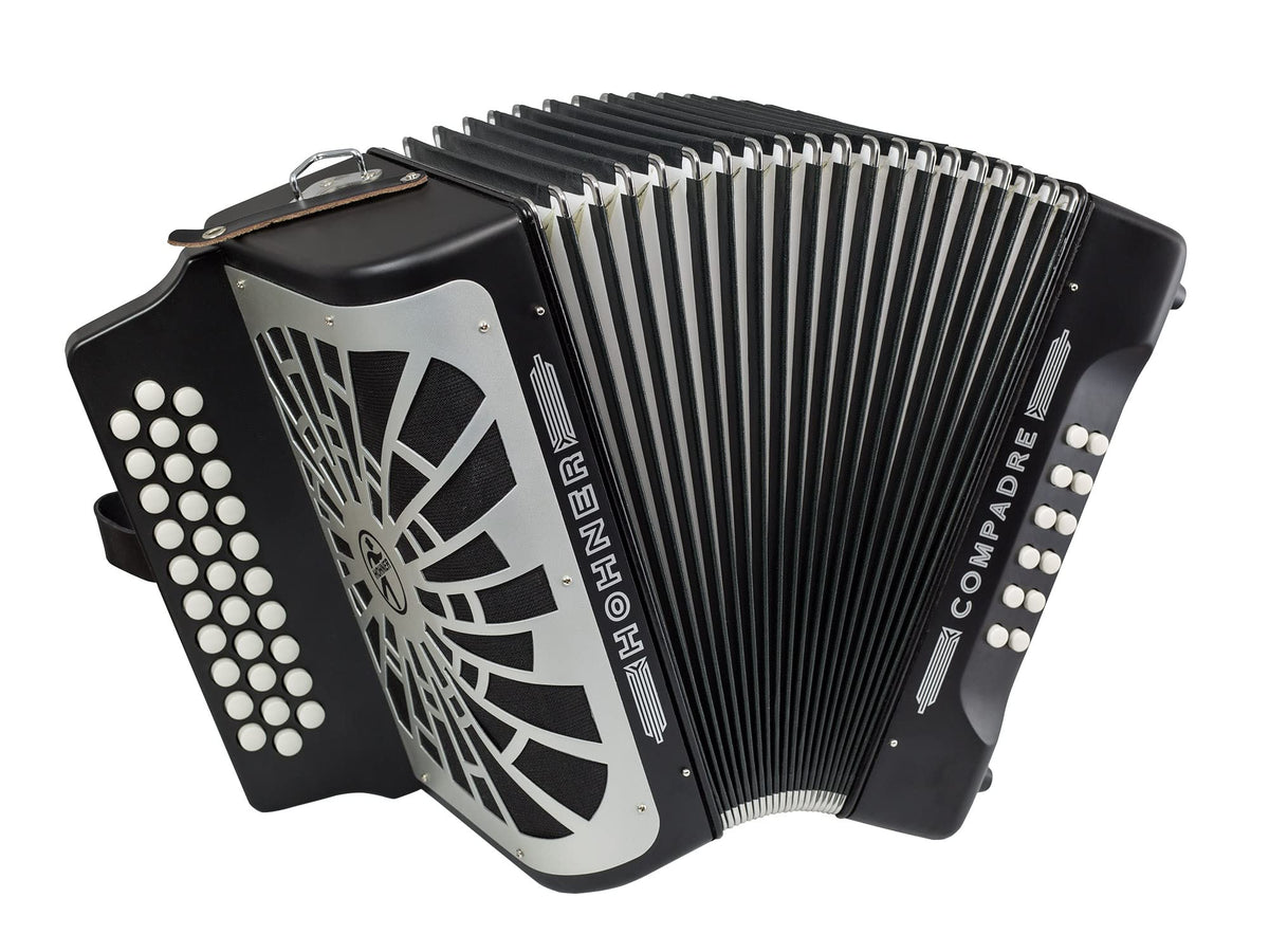 Hohner Compadre GCF 3-Row Diatonic Accordion - Black w/ Hard Case