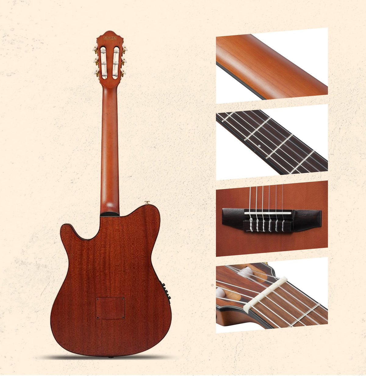Ibanez FRH10N FRH Thinline Nylon String Acoustic-Electric Guitar - Natural Flat w/ Gig Bag