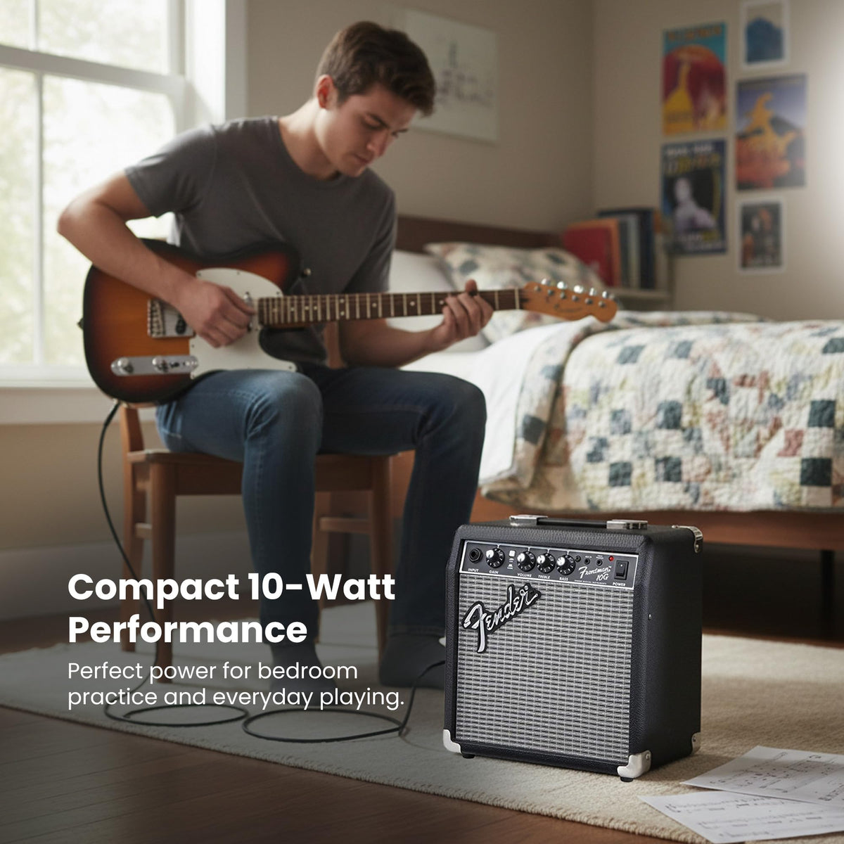 Fender Frontman 10G Guitar Combo Amplifier - Black w/ Instrument Cable