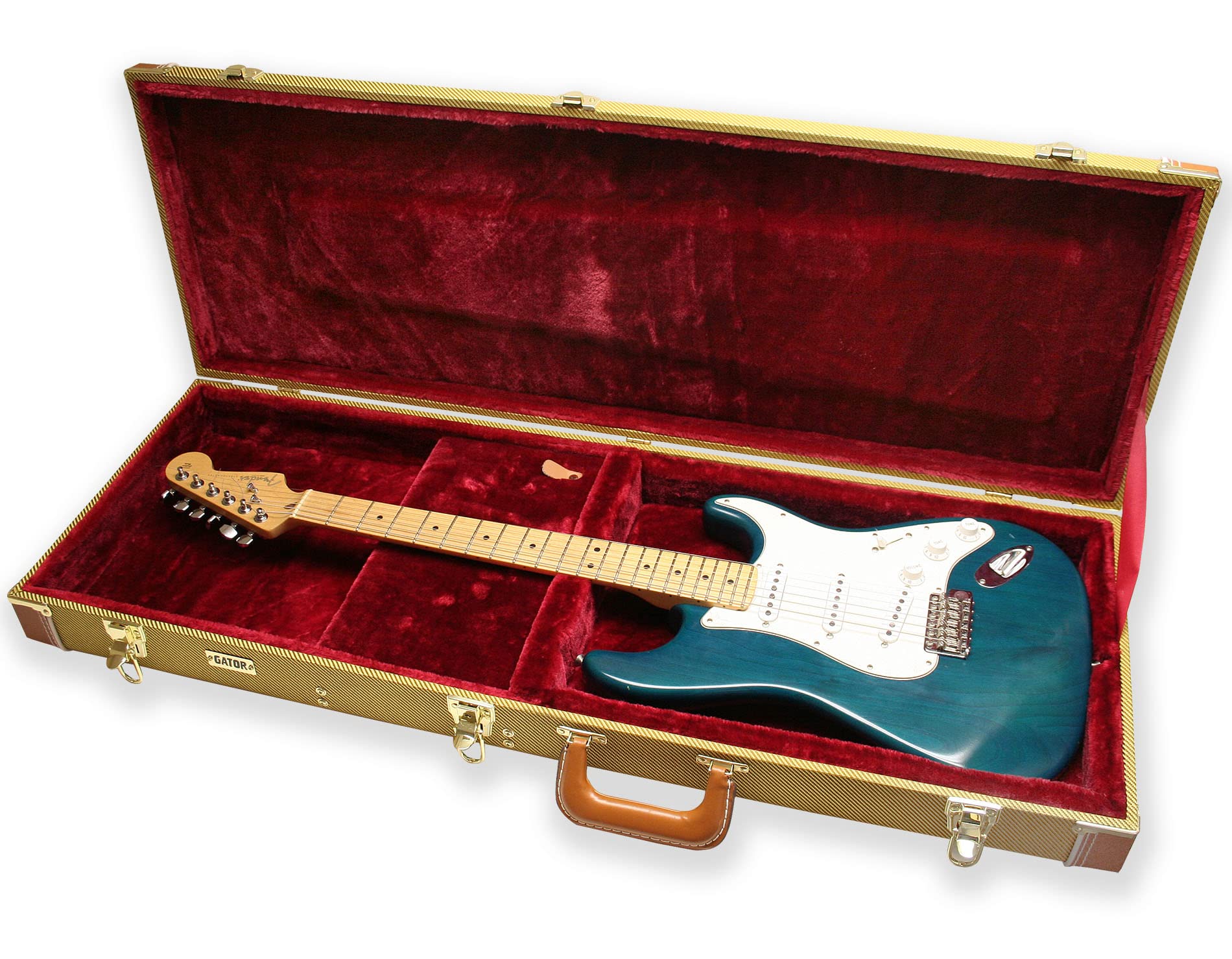 Gator GW-ELECTRIC Deluxe Wood Case for Electric Guitars - Tweed w/ Strap