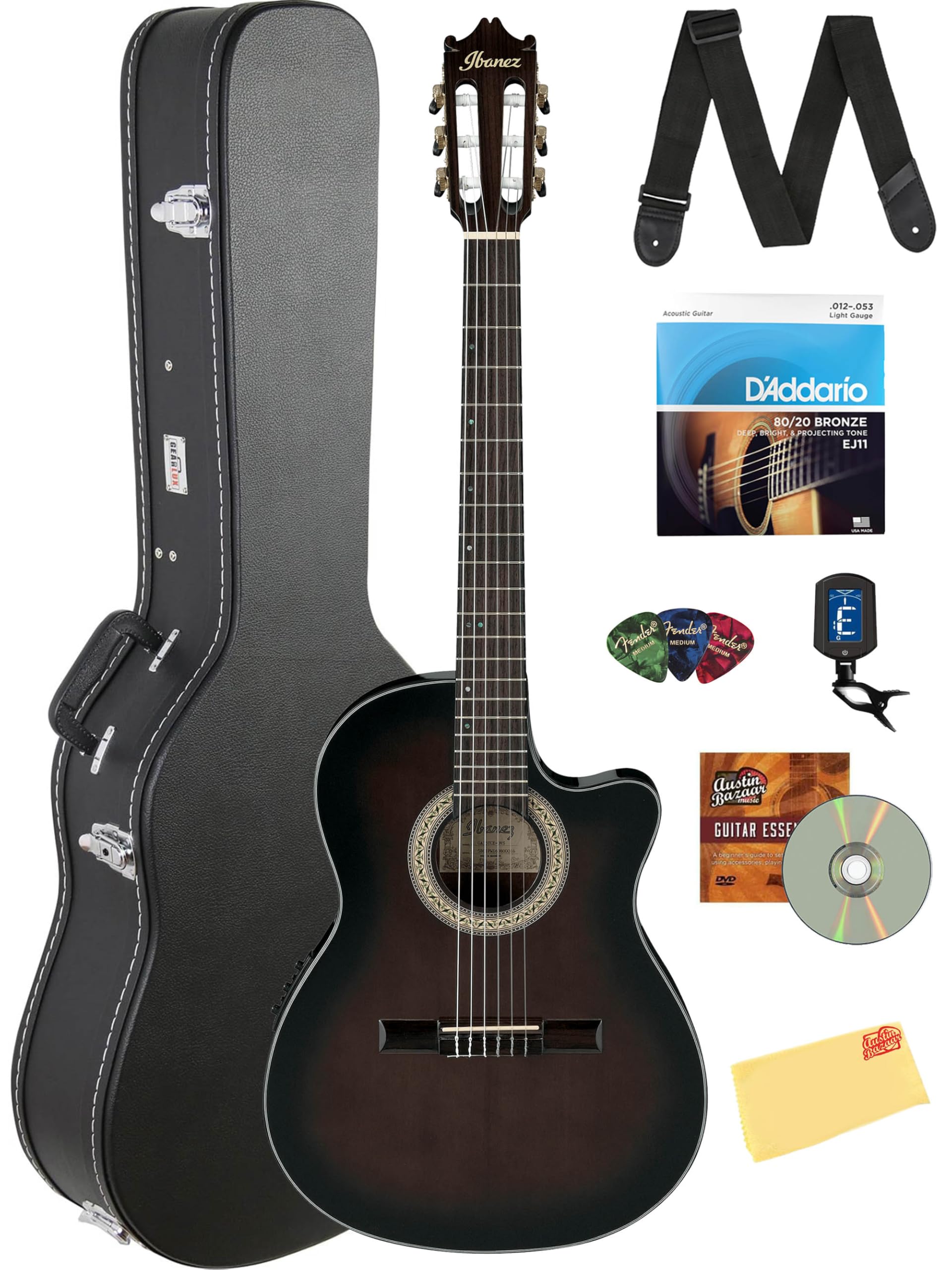 Ibanez GA35TCE Acoustic-Electric Classical Guitar - Dark Violin Sunburst High Gloss w/ Case