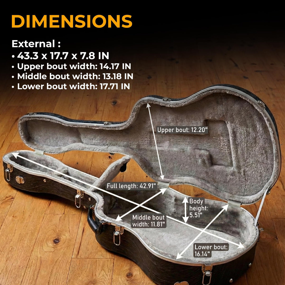 Gearlux AC-500 Dreadnought Acoustic Guitar ABS Case