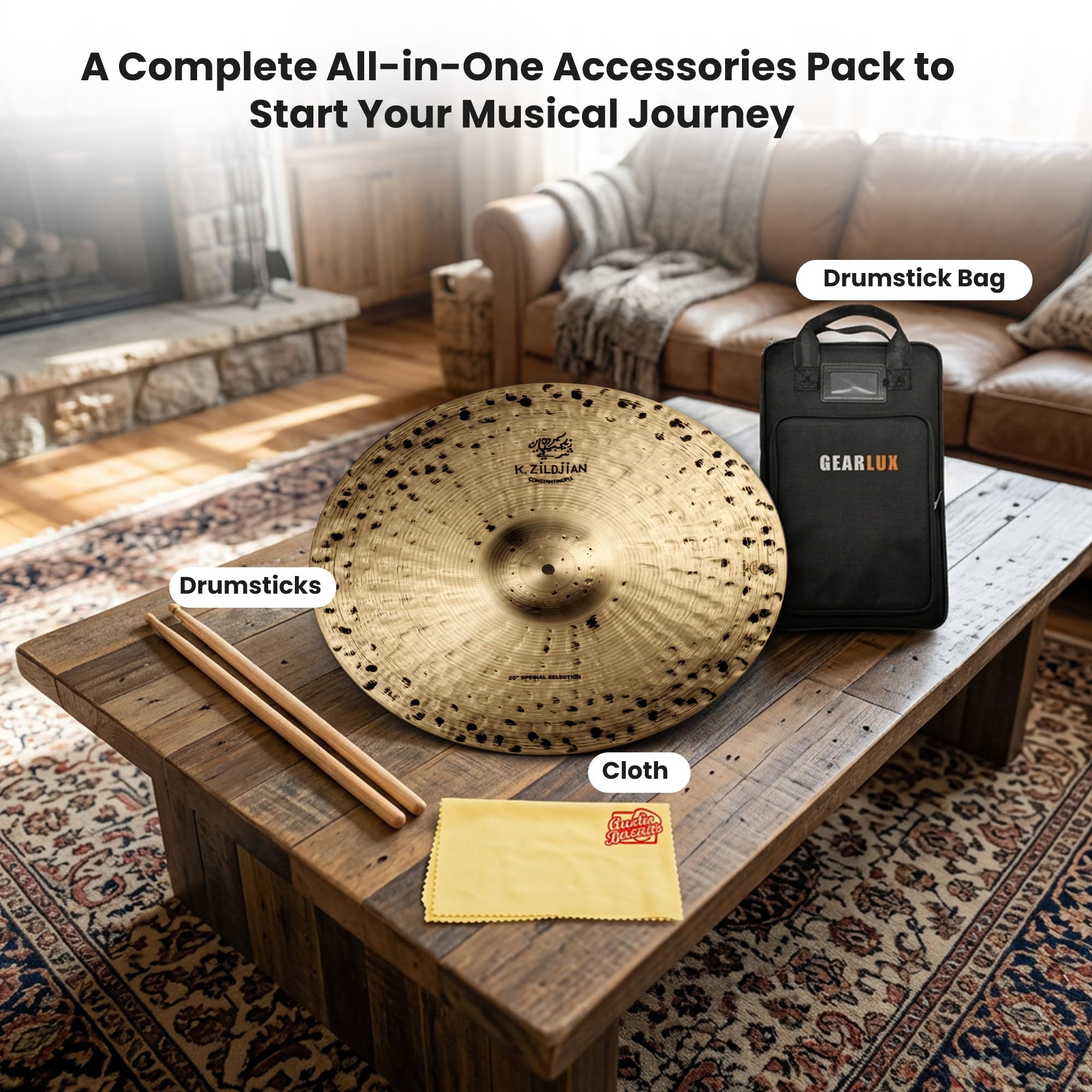 Zildjian K1010 20" K Constantinople Special Selection Cymbals, Medium Heavy - Pair w/ Drumstick Bag