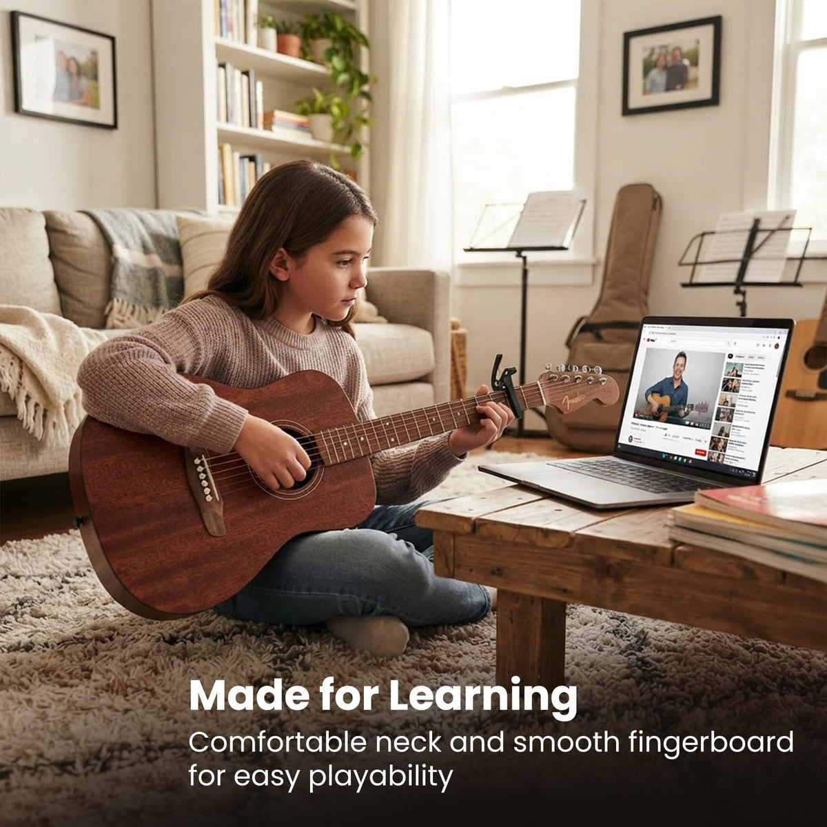 Fender California Standard Redondo Mini 3/4-Size Kids Acoustic Guitar - Natural w/ Gig Bag