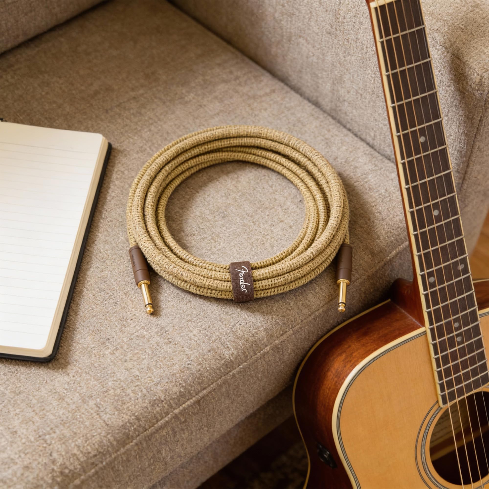 Fender 18.6-Foot Deluxe Instrument Cable, Straight-Straight, Tweed - 1 Pack
